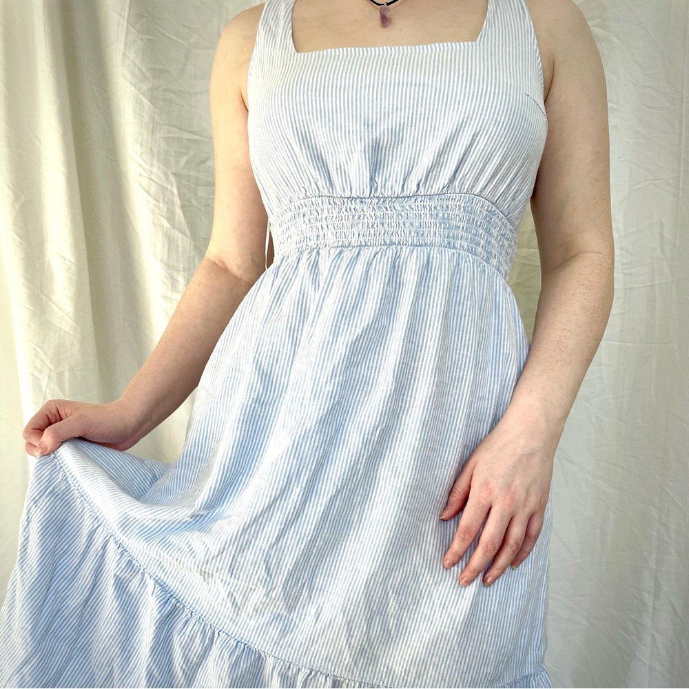 Crown & Ivy Blue and White Striped Sundress